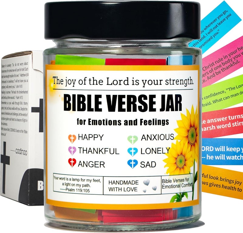 CODINOO Bible Verse Jar,Christian Gifts For Women Men Kid Mom, Religious Gifts,Easter Surprise for Kidsr,Mather Day,Prayer Jar,Bible Stuf,Bible Study Supplies - Image 1